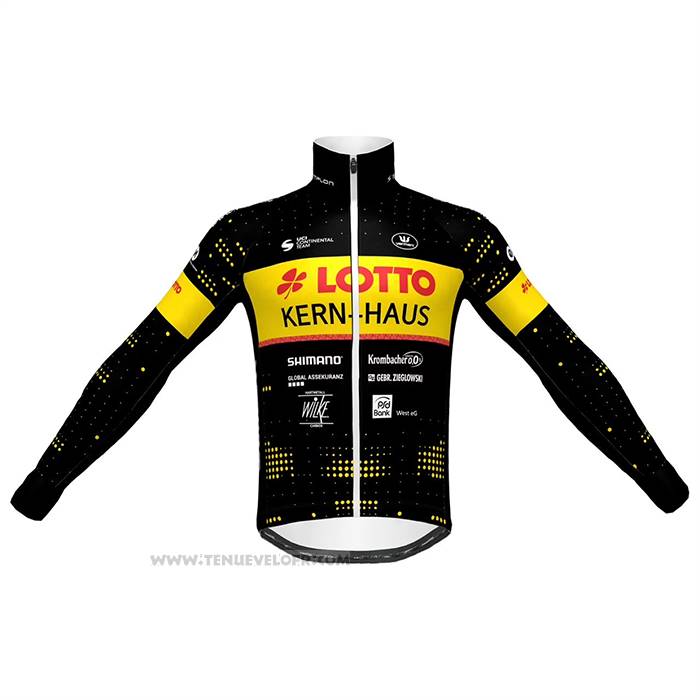 2023 Maillot Cyclisme Lotto-kern Haus Noir Jaune Manches Longues Et Cuissard